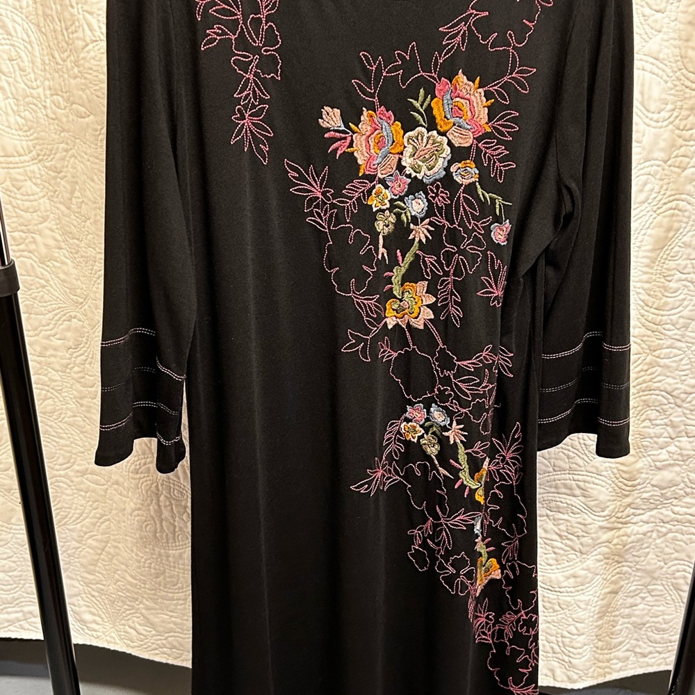 J. Jill Black Dress with Embroidered details